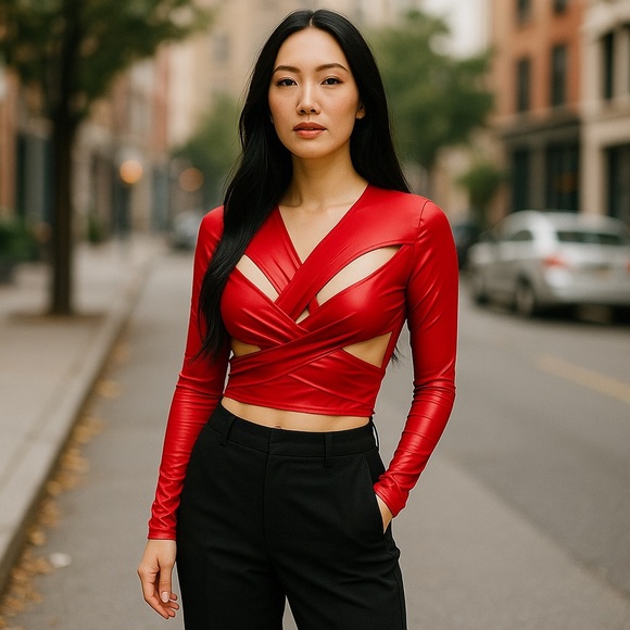 Red PU Long Sleeve Sexy Party Top
New - Picture 2 of 8